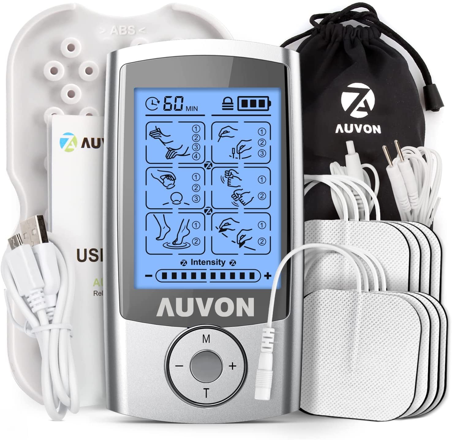 AUVON Rechargeable TENS Unit Muscle Stimulator %