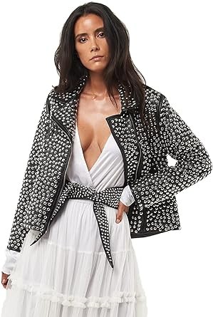 Seta Apparel Women's Studded Jacket, Silver .!