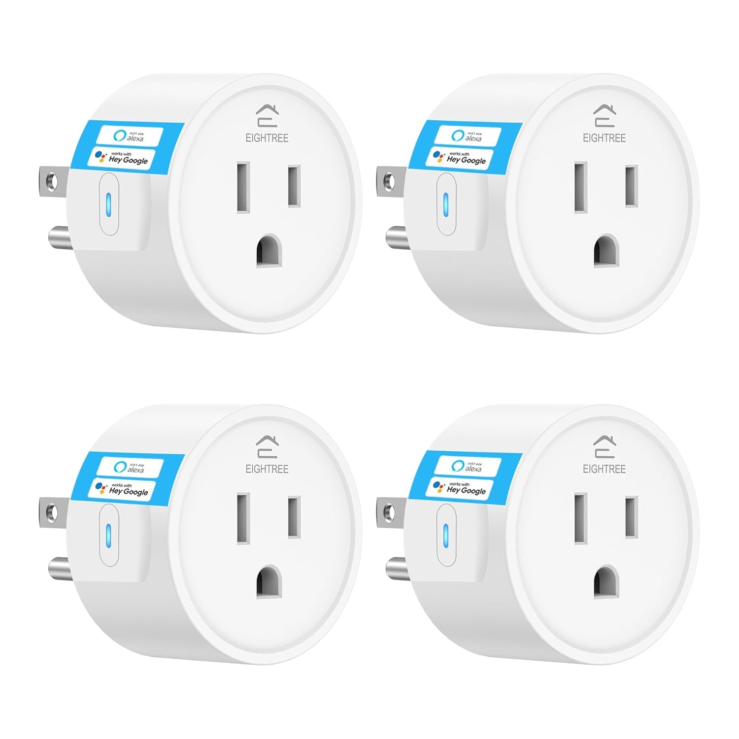 EIGHTREE Smart Plug 2025 Upgrade to 15A, Bluetooth & Wi-Fi Outlet Plug Dual Connection, Voice Control, Remote Control Outlet Timer Indoor, Smart Plugs That Work with Alexa & Google, 2.4GHz Wi-Fi Only