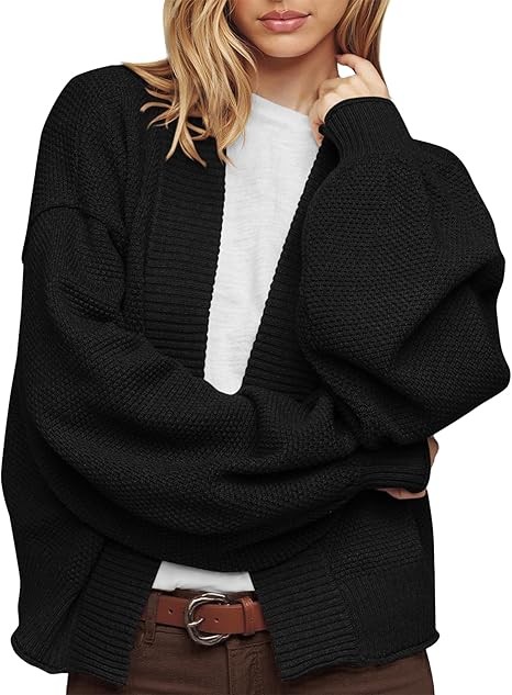 BTFBM Womens Oversized Cardigan Sweaters 2025 Fall Long Sleeve Knit Open Front Lightweight Sweater Outwear Coats