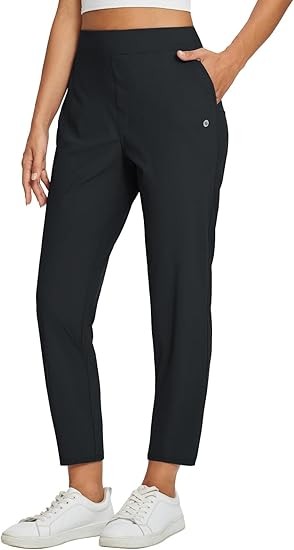 baleaf Womens Travel Pants Lightweight Stretch with Zipper Pockets Petite Ankle Dressy Golf Work Business Casual Slacks