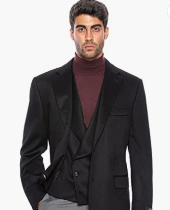 Belvest Black 100% Cashmere Jacket + Double Breasted Vest 6R