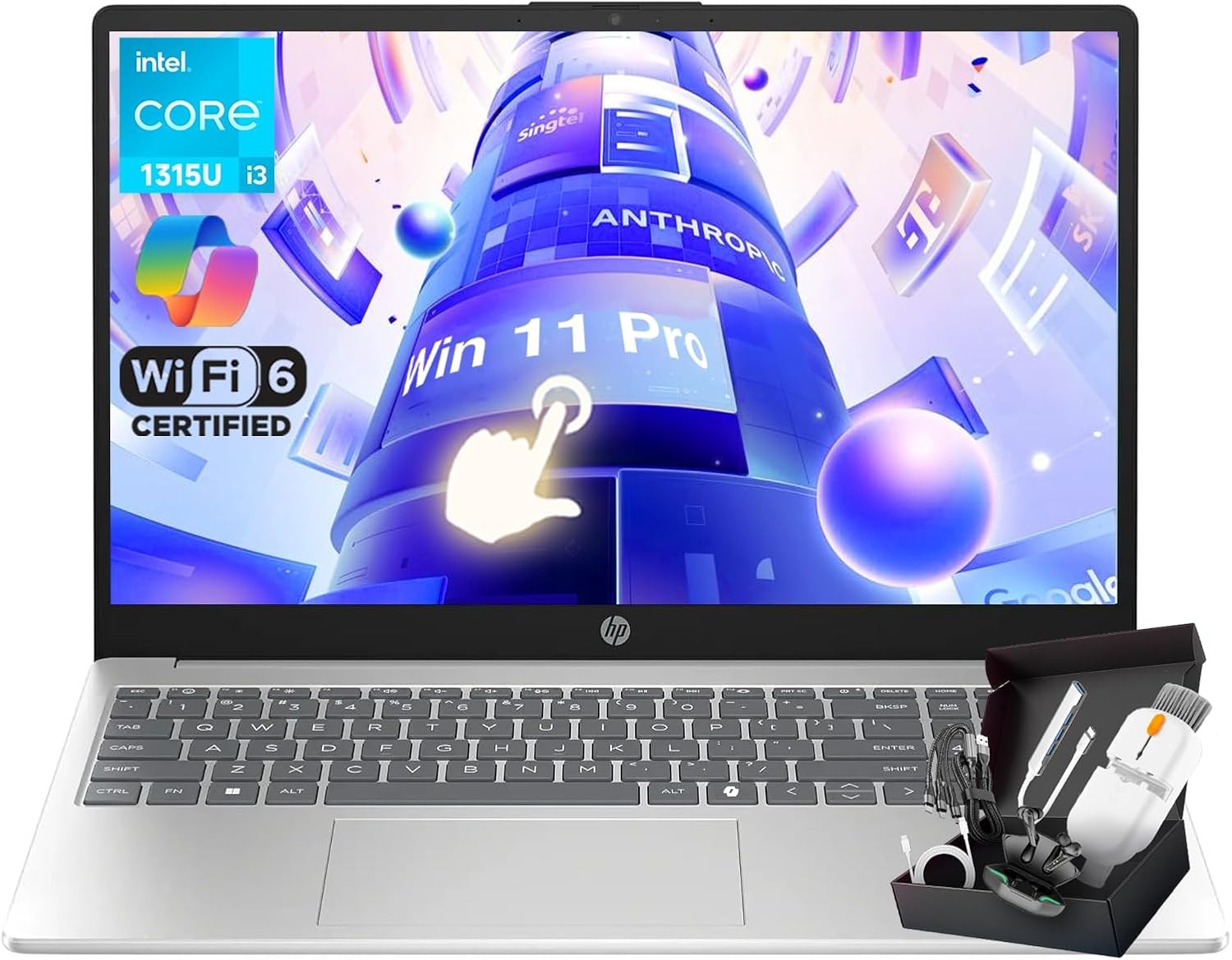 HP 2025 Updated 15.6" Touchscreen Laptop, Intel i3-1315U, 32GB RAM 1TB SSD, Win 11 Pro, Wi-Fi 6, Copilot Key, Anti-Glare Display, for Business & School, SXK Accessory Kit