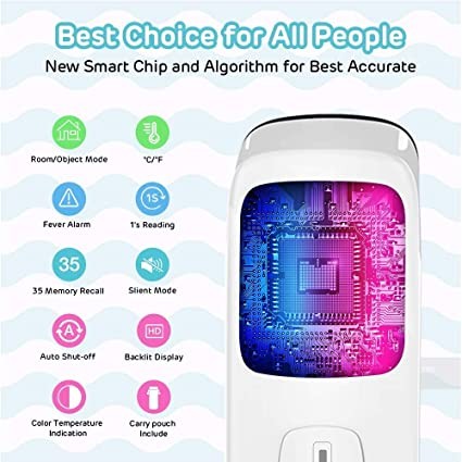 Forehead Thermometer, Baby and Adults Thermometer with Fever Alarm, LCD Display