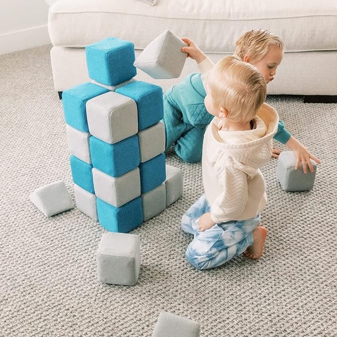 Freshly Picked MagnetBlox Children's Magnetic Building Blocks, Standard Set, Blue Gray :/