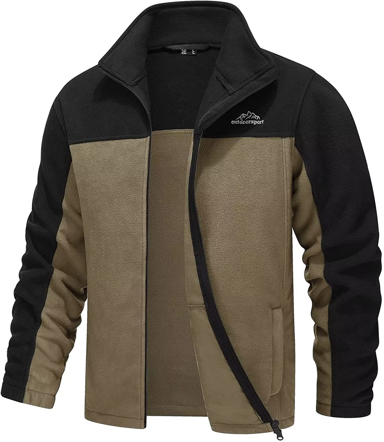 MAGCOMSEN Men's Fleece Jacket Full Zip Stand Collar Windproof Windbreaker Fall Winter   Jacket with Pockets ￥