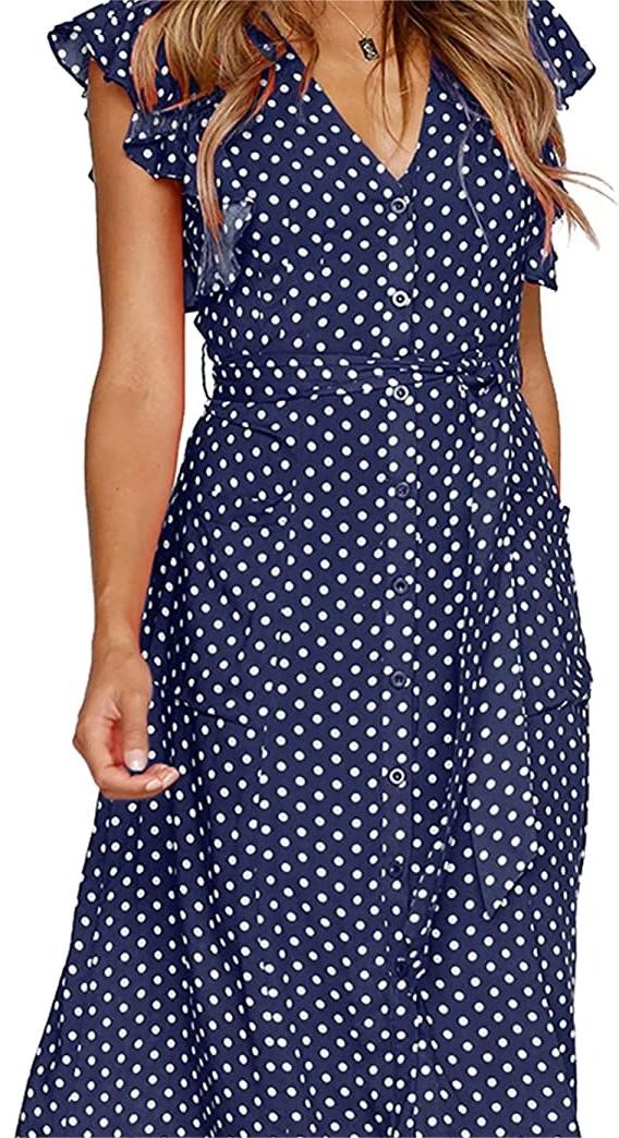 Women's Summer Boho Polka Dot Sleeveless 4，