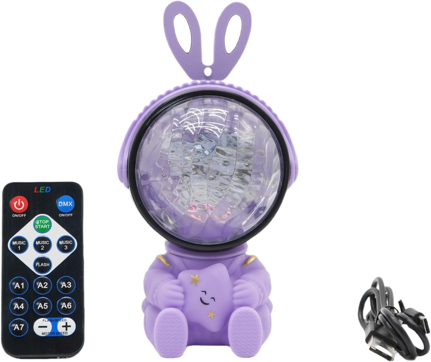 Purple Portable Galaxy Projector with Voice/Remote/Vibration Control - 500mAh Battery, 6 Types deep sea Simulation Lights with Gentle Rhythm Suitable for bedrooms Ceiling Stars & Effects
