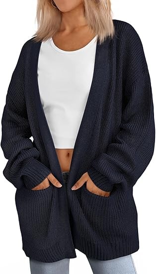 LILLUSORY Womens Oversized Cardigans Soft Knit Cardigan Sweater with Pockets