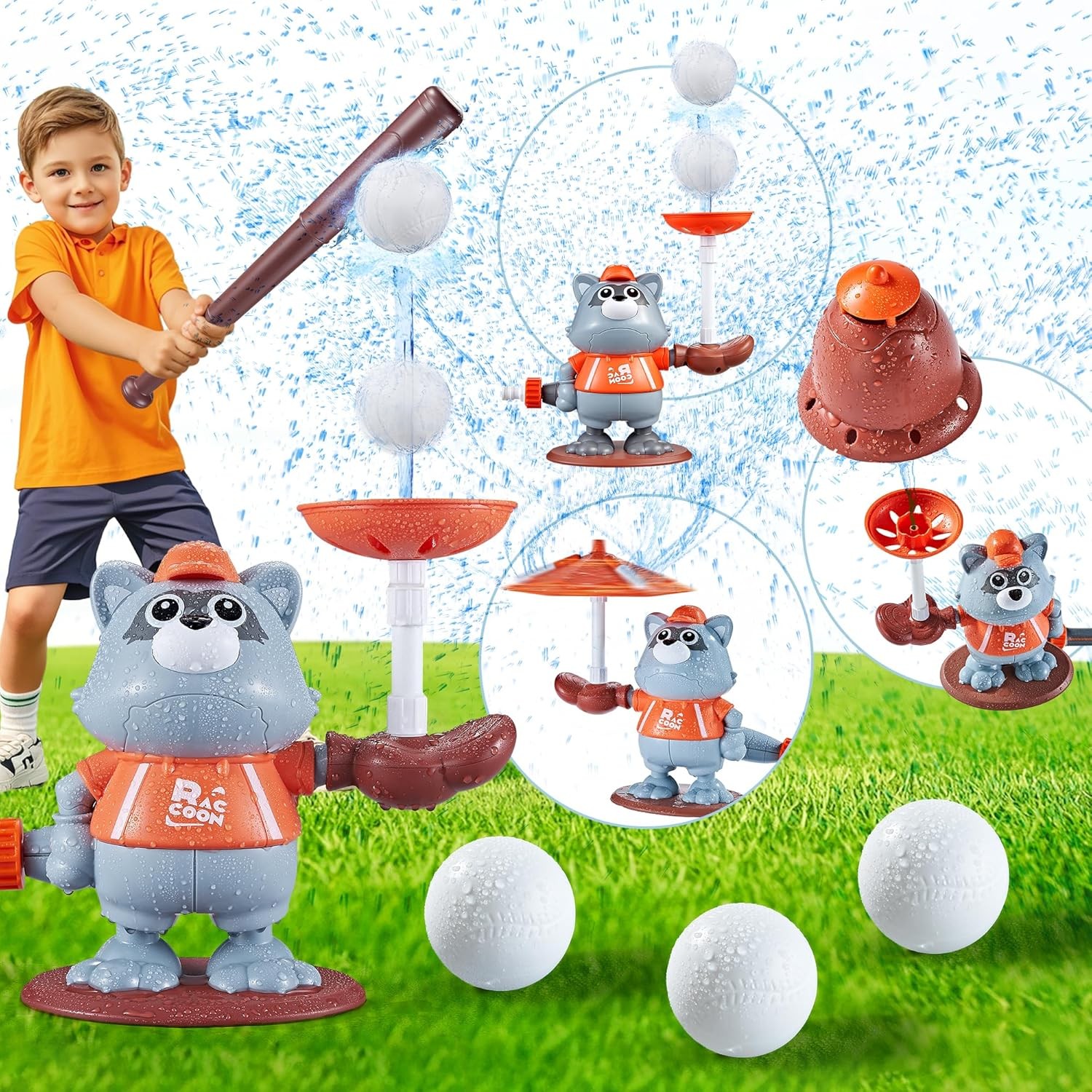 Outdoor Toy Water Sprinkler for Kids,Rocket Launcher/Water Baseball/Lawn Sprinkler,Summer Family Outdoor Garden Yard Water Toys for Boys & Girls