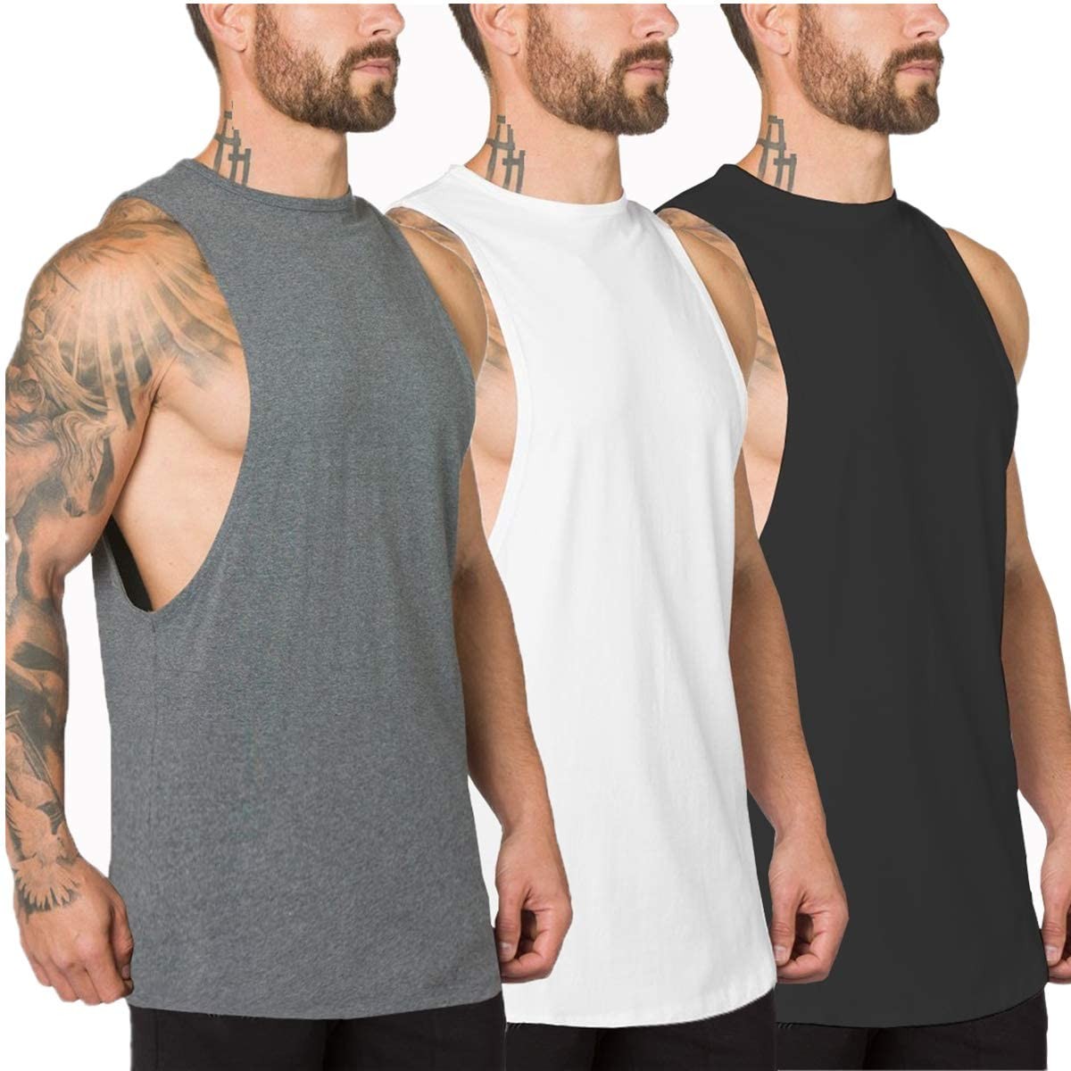 Muscle Killer 3 Pack Men's Muscle Cut Off Gym Workout Stringer Tank Tops Bodybuilding   Fitness T-Shirts @