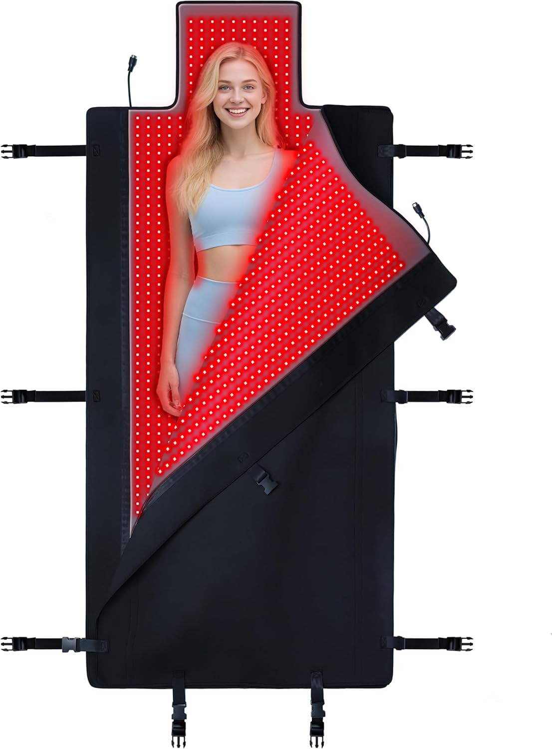 2025 Upgraded Triple-Mode TPU Red Light Therapy Mat for Full Body Pain Relief, 73.0" x 33.4" Red Light Blanket with 2570 Dual-Wave (660nm & 850nm) LEDs, Medical-Grade Devices for Home Use (Black)