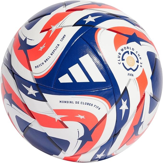 adidas FIFA Club World Cup Competition Ball - Thermally Bonded Seamless Construction, FIFA Quality Pro Certified, Bold Design Inspired by Flags and Stars (White/POBLUE/DKBLUE/Lucre, 4)