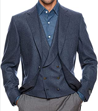 Belvest  Blue 100% Cashmere Jacket + Double Breasted Vest 6R