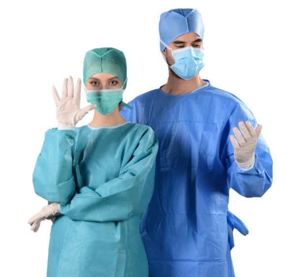 Medical Nonwoven SMS SMMS Surgical Gown, Hospital Surgeon Gowns 1Y