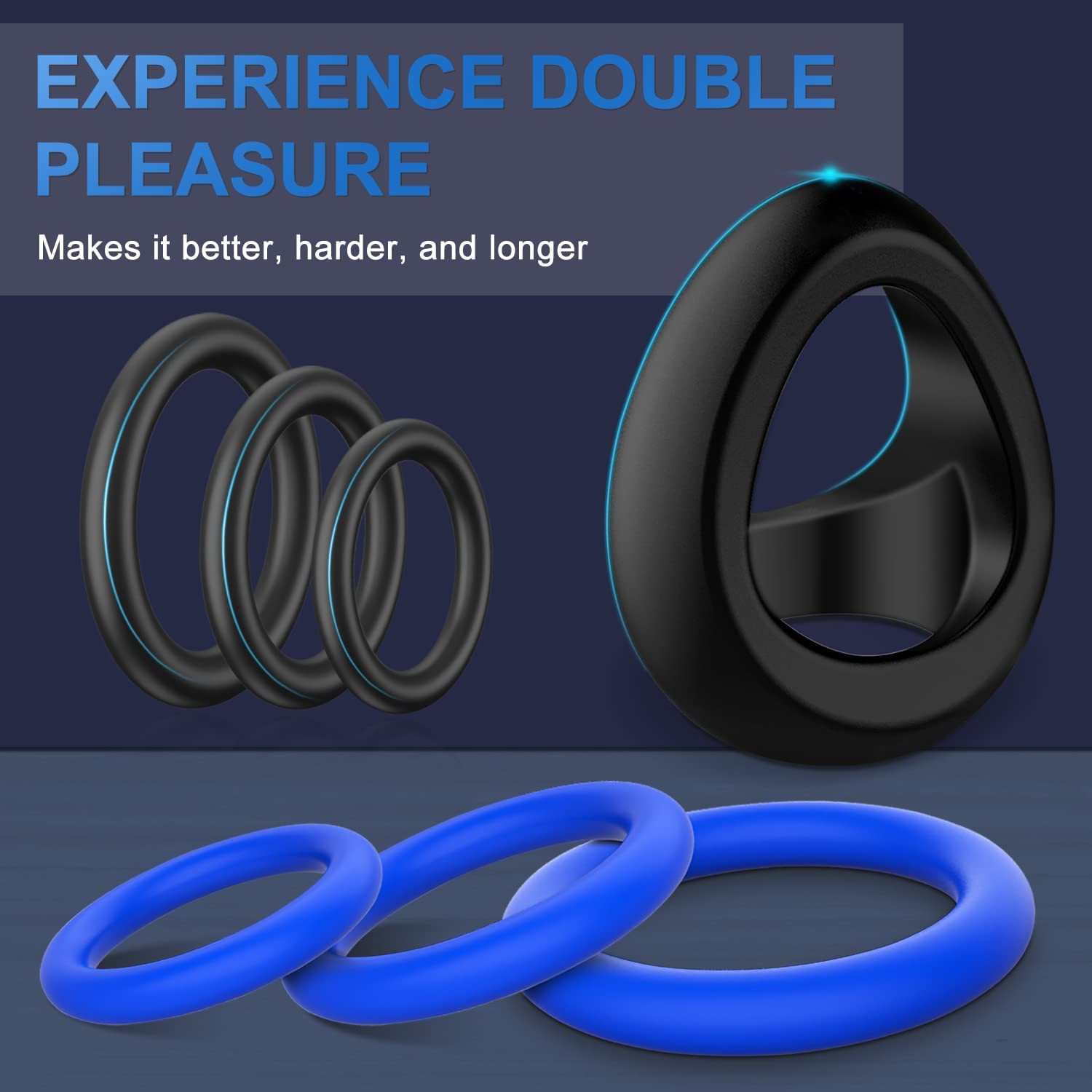 Silicone Penis Ring Set - SEXY 7pcs 6Q
