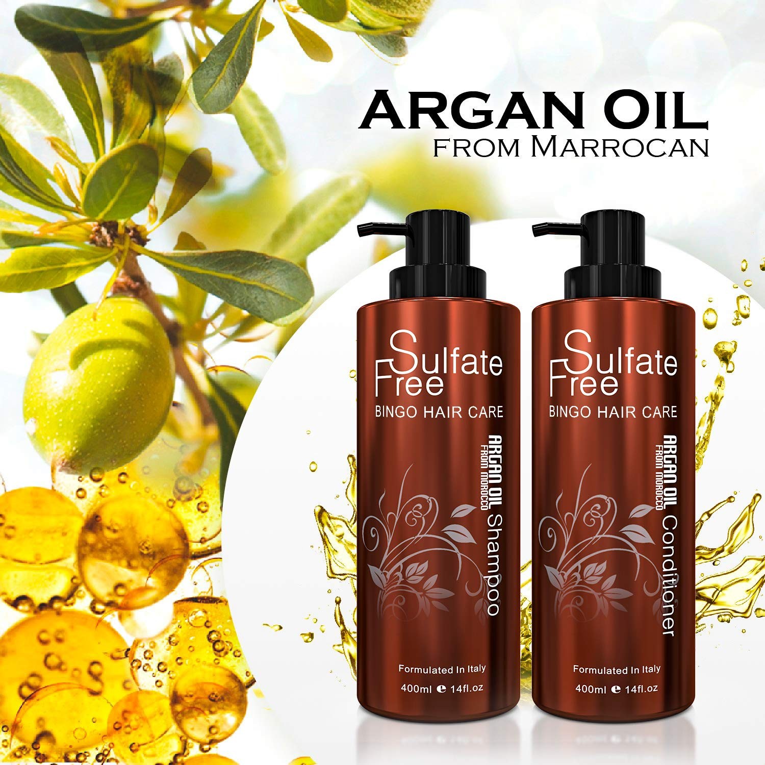 Moroccan Argan Oil Sulfate Free Shampoo and Conditioner Set（）