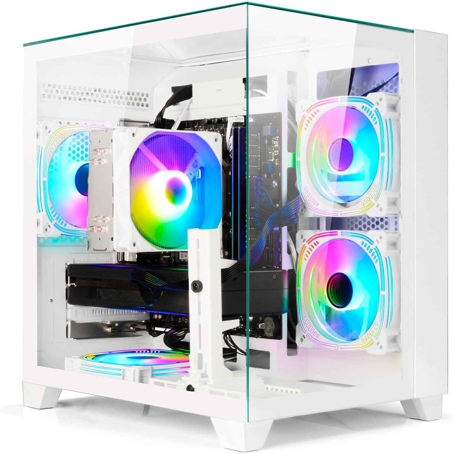 LXZ Gaming PC Desktop Ryzen 7 8700F | AMD Radeon RX 7650GRE 8GB | 32GB DDR5 RAM | 1TB SSD PC Tower Computer(White)