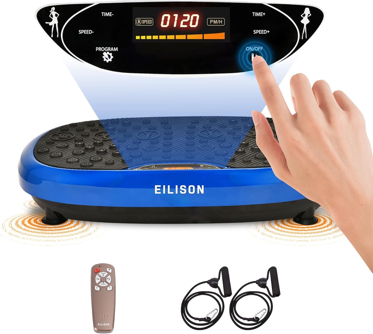 EILISON FitMax 3D XL Vibration Plate Exercise Machine - Whole Body Workout Vibration Platform w/Loop Bands - Lymphatic Drainage Machine for Weight Loss, Shaping, Wellness, Recovery